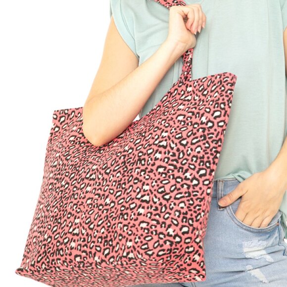 Leopard Print/ Animal Print / Pink/ Black/ White Tote Bag - XL - NWT - Picture 4 of 6